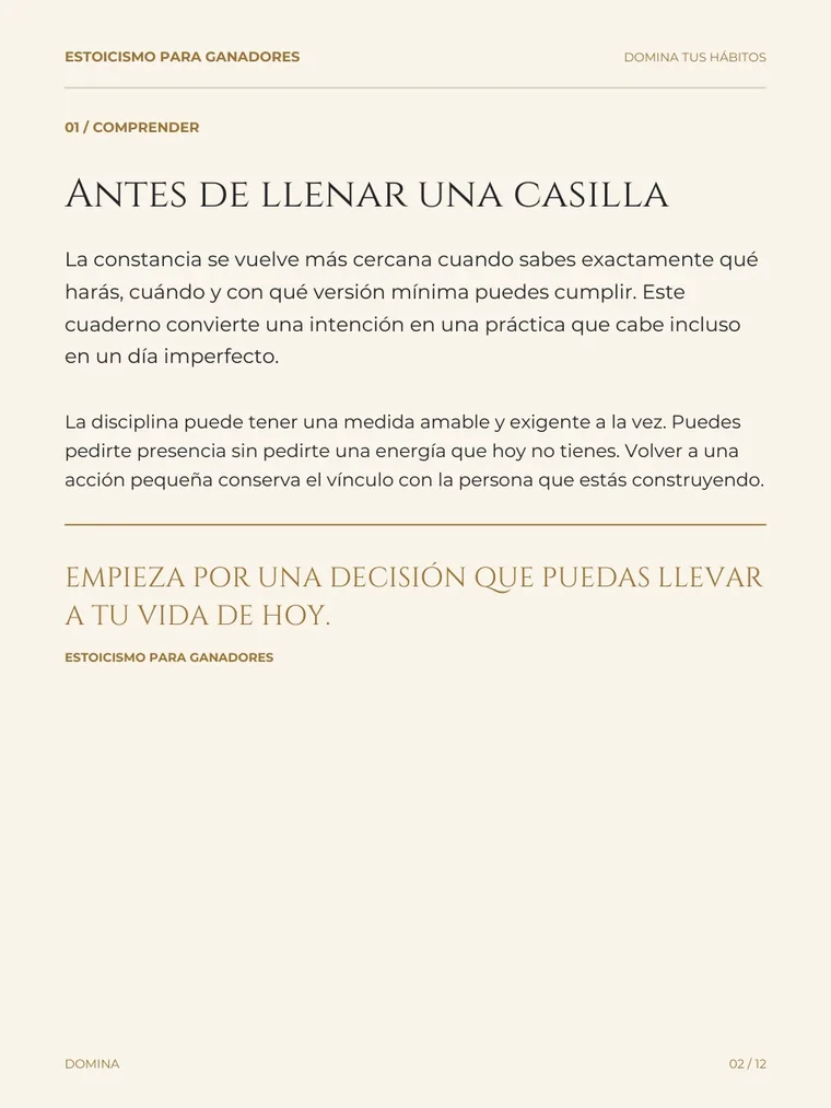 Página real de un cuaderno DOMINA